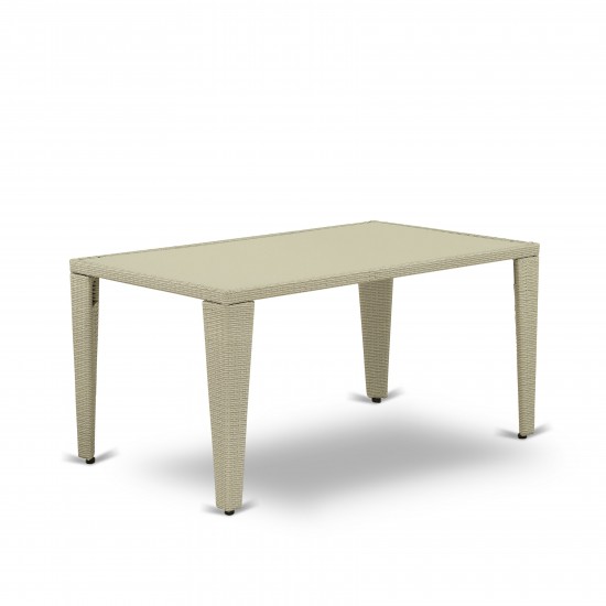 Gudhjem Patio Table With Glass Top, Natural Linen Wicker