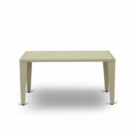 Gudhjem Patio Table With Glass Top, Natural Linen Wicker