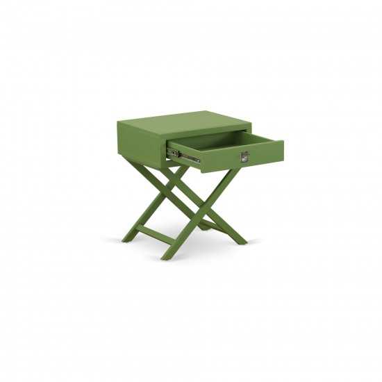 Hamilton Square Night Stand End Table With Drawer In Clover Green Finish