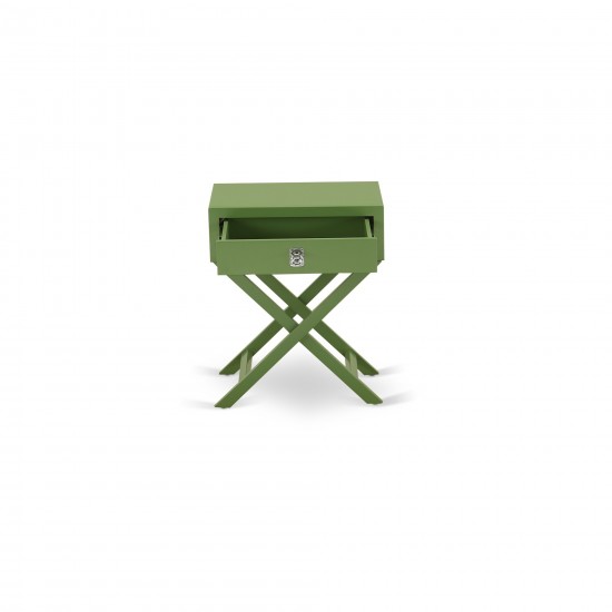 Hamilton Square Night Stand End Table With Drawer In Clover Green Finish