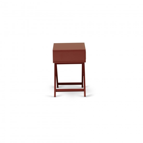 Hamilton Square Night Stand End Table With Drawer In Burgundy Finish