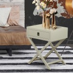 Hamilton Square Night Stand End Table With Drawer In Urban Gray Finish