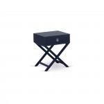 Hamilton Square Night Stand End Table With Drawer In Navy Blue Finish