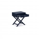 Hamilton Square Night Stand End Table With Drawer In Navy Blue Finish