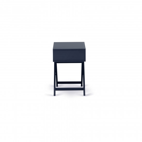 Hamilton Square Night Stand End Table With Drawer In Navy Blue Finish