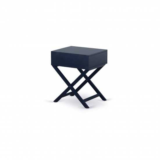 Hamilton Square Night Stand End Table With Drawer In Navy Blue Finish