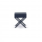 Hamilton Square Night Stand End Table With Drawer In Navy Blue Finish