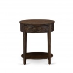 Small End Table, 1 Wood Drawer, Stable, Sturdy Constructed Distressed Jacobean