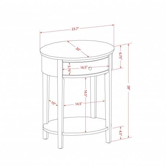 Small End Table, 1 Wood Drawer, Stable, Sturdy Constructed Distressed Jacobean