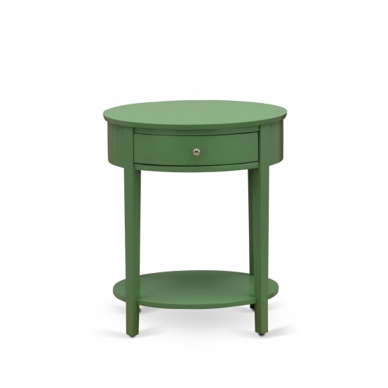 Mid Century Nightstand, 1 Wood Drawer, Stable, Sturdy Constructed Clover Green