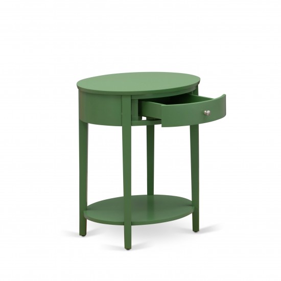 Mid Century Nightstand, 1 Wood Drawer, Stable, Sturdy Constructed Clover Green