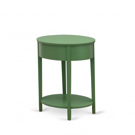 Mid Century Nightstand, 1 Wood Drawer, Stable, Sturdy Constructed Clover Green