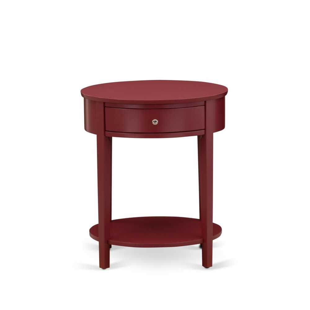 Modern End Table With 1 Wooden Drawer, Stable And Sturdy Constructed Burgundy