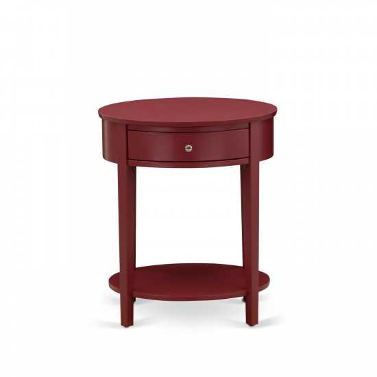 Modern End Table With 1 Wooden Drawer, Stable And Sturdy Constructed Burgundy