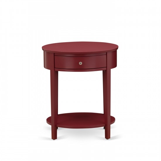 Modern End Table With 1 Wooden Drawer, Stable And Sturdy Constructed Burgundy