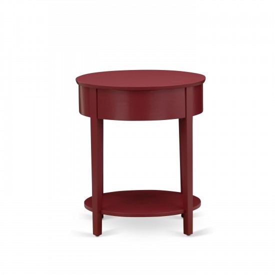 Modern End Table With 1 Wooden Drawer, Stable And Sturdy Constructed Burgundy