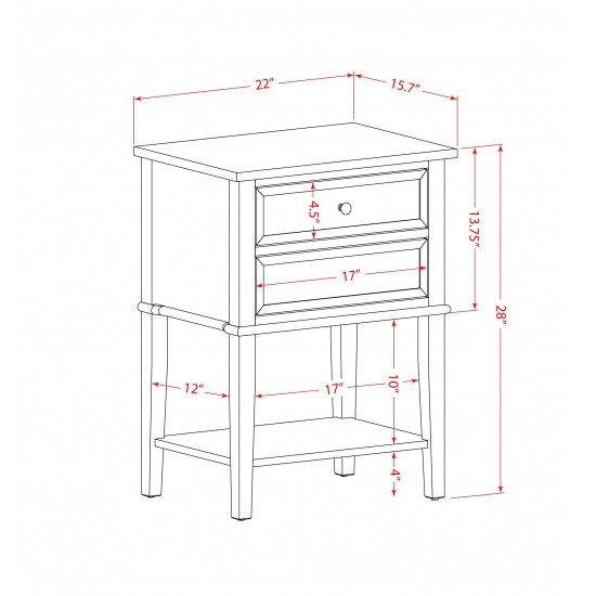 Nightstand, 1 Drawer, Stable, Sturdy Constructed Urban Gray Finish