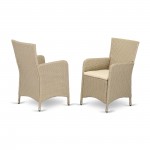 Hluc153V Outdoor-Furniture Wicker Patio Chair In Cream Finish - Set Of 2