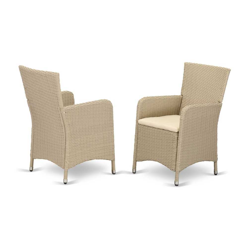 Hluc153V Outdoor-Furniture Wicker Patio Chair In Cream Finish - Set Of 2