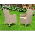 Hluc153V Outdoor-Furniture Wicker Patio Chair In Cream Finish - Set Of 2