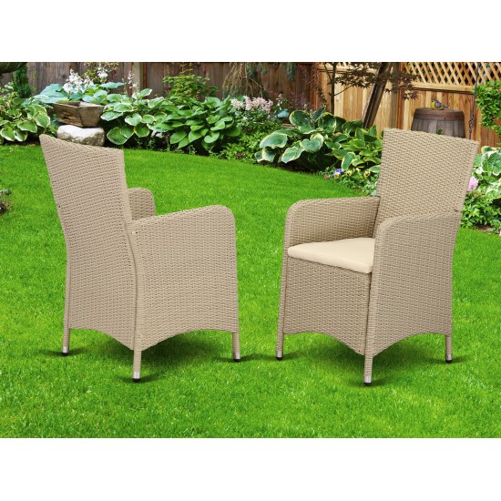 Hluc153V Outdoor-Furniture Wicker Patio Chair In Cream Finish - Set Of 2