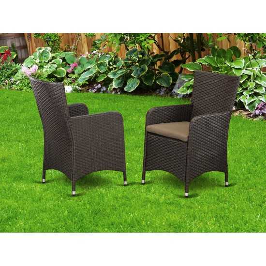 Hluc163S Outdoor-Furniture Wicker Patio Chair In Dark Brown Finish - Set Of 2