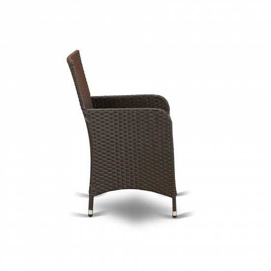 Hluc163S Outdoor-Furniture Wicker Patio Chair In Dark Brown Finish - Set Of 2