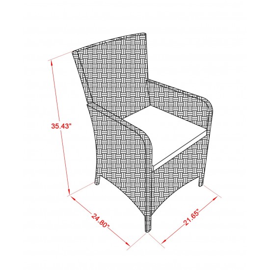 Hluc163S Outdoor-Furniture Wicker Patio Chair In Dark Brown Finish - Set Of 2