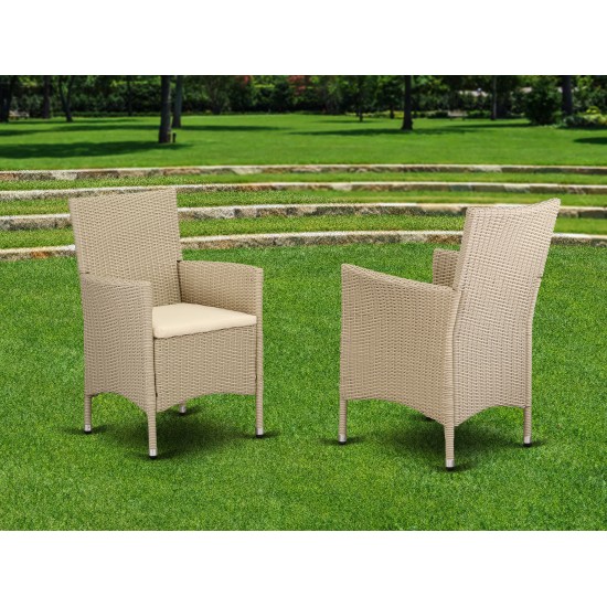 Hvlc153V Outdoor-Furniture Wicker Patio Chair In Cream Finish - Set Of 2