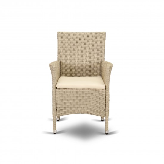 Hvlc153V Outdoor-Furniture Wicker Patio Chair In Cream Finish - Set Of 2