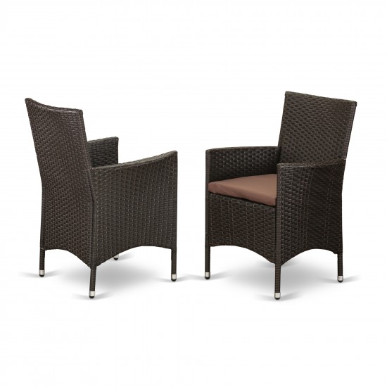 Hvlc163S Outdoor-Furniture Wicker Patio Chair In Dark Brown Finish - Set Of 2