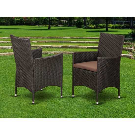 Hvlc163S Outdoor-Furniture Wicker Patio Chair In Dark Brown Finish - Set Of 2