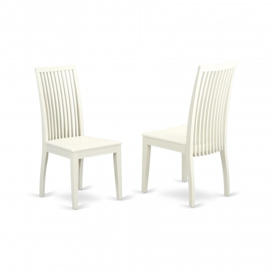 Ipswich Dining Chair With Slatted Back In Linen White Finish - Set Of 2