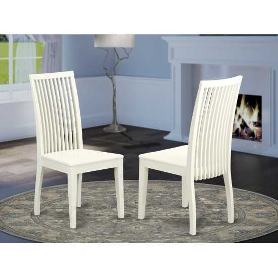 Ipswich Dining Chair With Slatted Back In Linen White Finish - Set Of 2