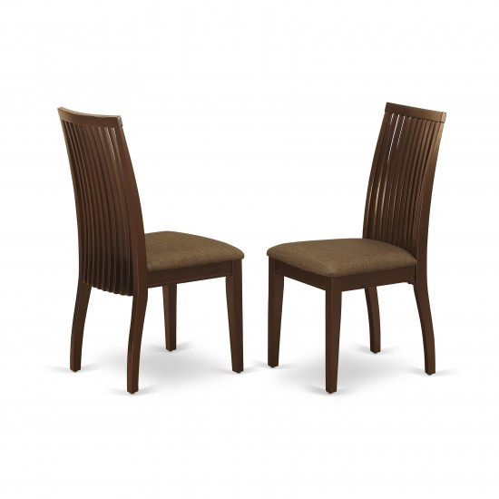 Ipswich Dining Chair With Linen Fabric Fabric Sea In Mahogany- Set Of 2