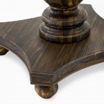 Irving Round Dining Table, Pedestal, Rustic Rubberwood Table In Distressed Jacobean Finish, 48 Inch