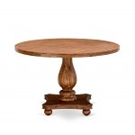 Irving Round Dining Table, Pedestal, Rustic Rubberwood Table In Sandblasting Antique Walnut Finish, 48 Inch