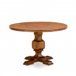 Irving Round Dining Table, Pedestal, Rustic Rubberwood Table In Sandblasting Antique Walnut Finish, 48 Inch