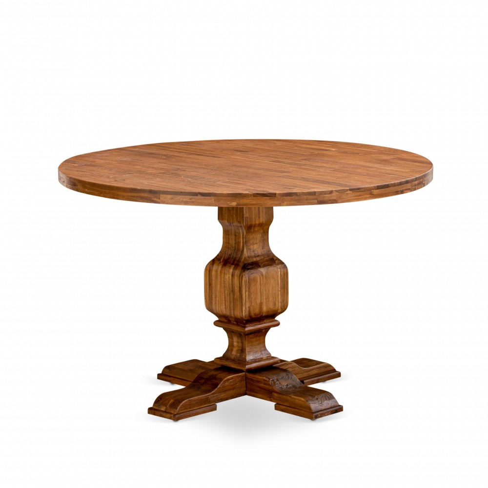 Irving Round Dining Table, Pedestal, Rustic Rubberwood Table In Sandblasting Antique Walnut Finish, 48 Inch Irving Round Dining Table, Pedestal, Rustic Rubberwood Table In Sandblasting Antique Walnut Finish, 48 Inch
