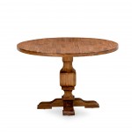 Irving Round Dining Table, Pedestal, Rustic Rubberwood Table In Sandblasting Antique Walnut Finish, 48 Inch
