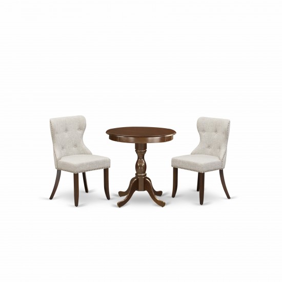 3-Pc Dinette Set 2 Kitchen Parson Chairs And 1 Dining Room Table (Mahogany)