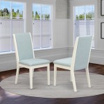 Parsons Dining Chairs, Baby Blue Color Kitchen Chairs Seat, Linen White Rubber Wood Legs Set Of 2 Set Of 2