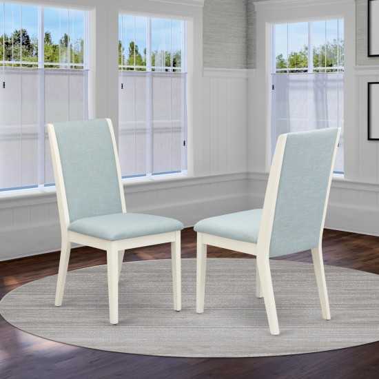 Parsons Dining Chairs, Baby Blue Color Kitchen Chairs Seat, Linen White Rubber Wood Legs Set Of 2 Set Of 2