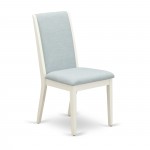 Parsons Dining Chairs, Baby Blue Color Kitchen Chairs Seat, Linen White Rubber Wood Legs Set Of 2 Set Of 2