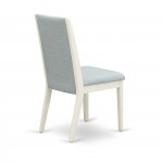 Parsons Dining Chairs, Baby Blue Color Kitchen Chairs Seat, Linen White Rubber Wood Legs Set Of 2 Set Of 2