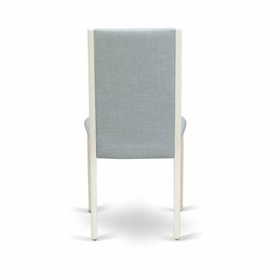 Parsons Dining Chairs, Baby Blue Color Kitchen Chairs Seat, Linen White Rubber Wood Legs Set Of 2 Set Of 2