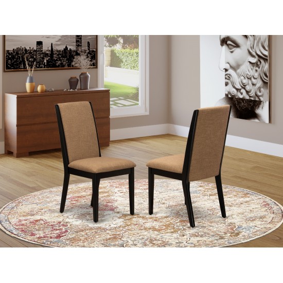 Parsons Chairs, Light Sable Color Parsons Dining Chairs Seat, Black Rubber Wood Legs Set Of 2 Set Of 2