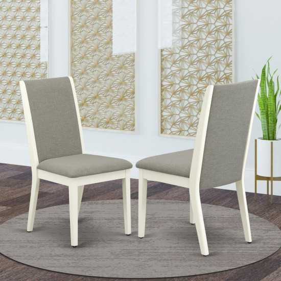 Lancy Parson Chair With Linen White Leg And Shitake Fabric Color - Set Of 2