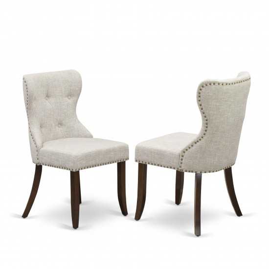 A Dining Set Of 4 Wonderful Chairs Using Doeskin Color, An Attractive Table, Mahogany Finish
