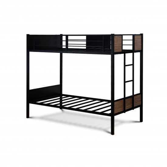 Lynfield Twin Bunk Bed In Powder Coating Black Color